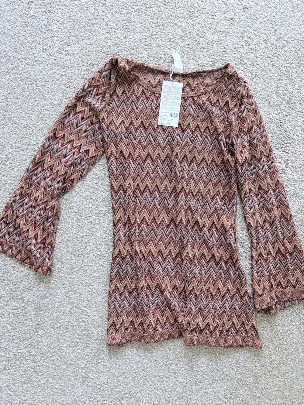 Chevron Knit Coverup - Rust Multi